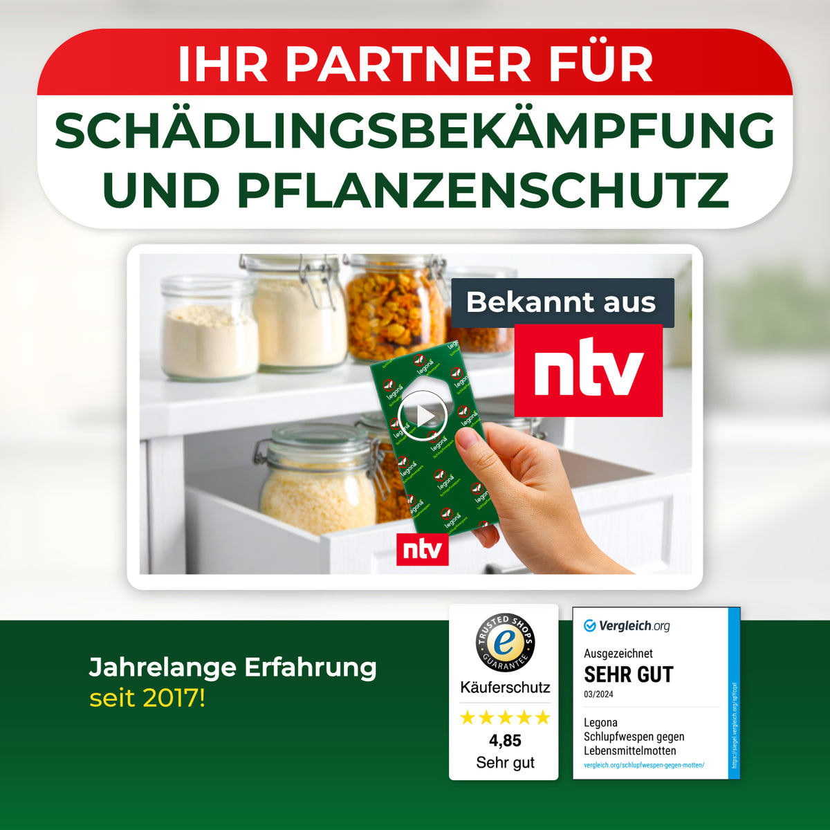 Schlupfwespen gegen Lebensmittelmotten (3-fach Lieferung)